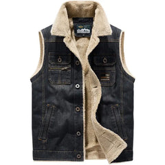 Oversized Loose Warm Denim Vest - Dark-Blue / m - 50011153