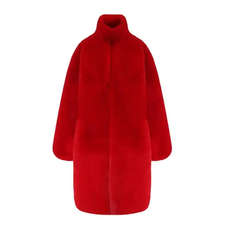 Oversized Red Soft Fluffy Faux Fur Coat