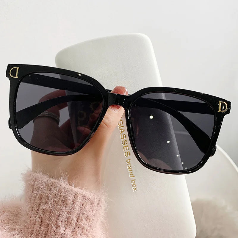 Oversized Retro Square Gradient Sunglasses Black Gray