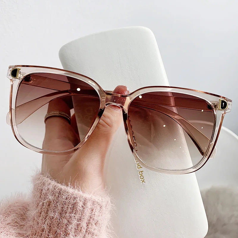 Oversized Retro Square Gradient Sunglasses Brown