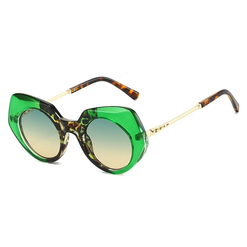 Oversized round frame tortoiseshell sunglasses with bold chunky frames for alternative fashion style