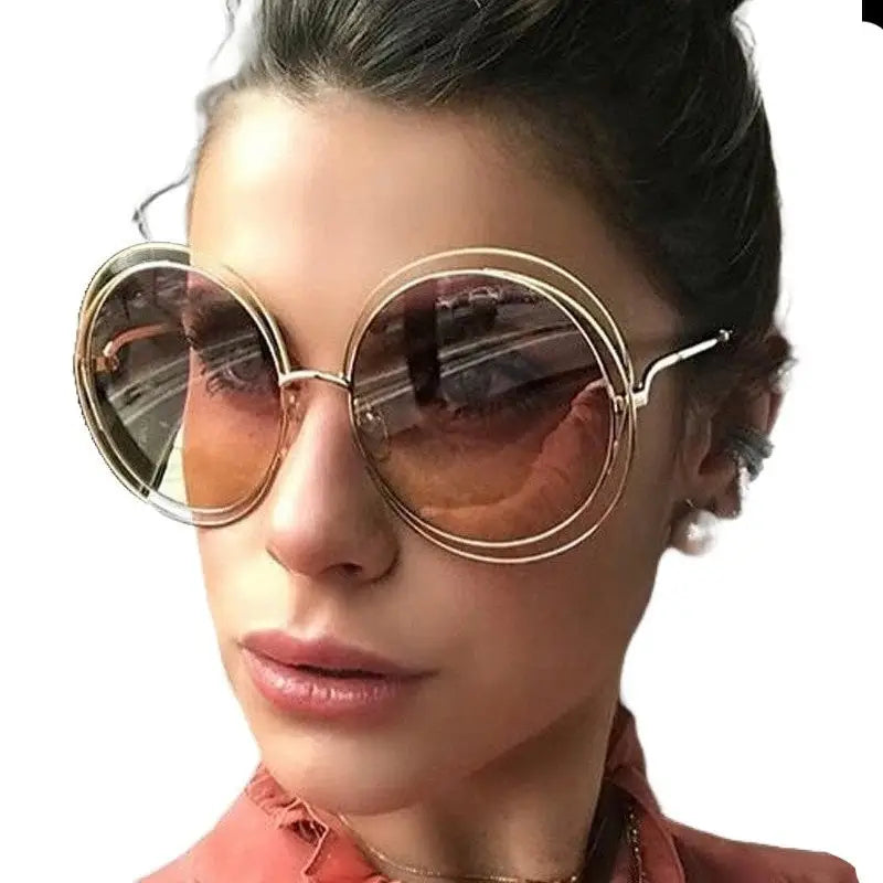 Oversized Round Sunglasses UV400 Polycarbonate Frame