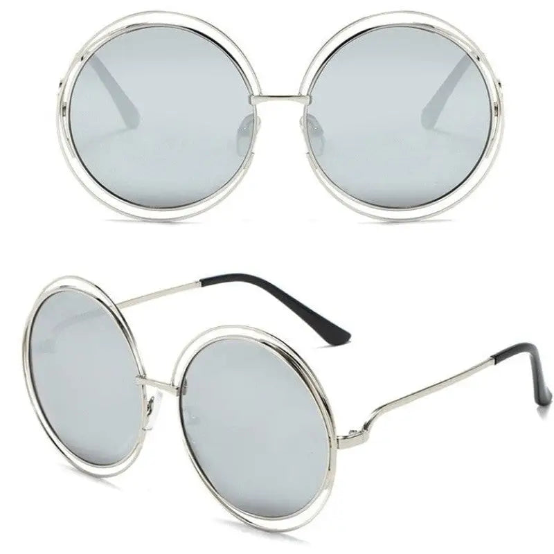 Oversized Round Sunglasses UV400 Polycarbonate Frame Gray