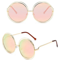 Oversized Round Sunglasses UV400 Polycarbonate Frame Pink