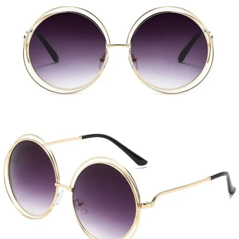 Oversized Round Sunglasses UV400 Polycarbonate Frame Purple