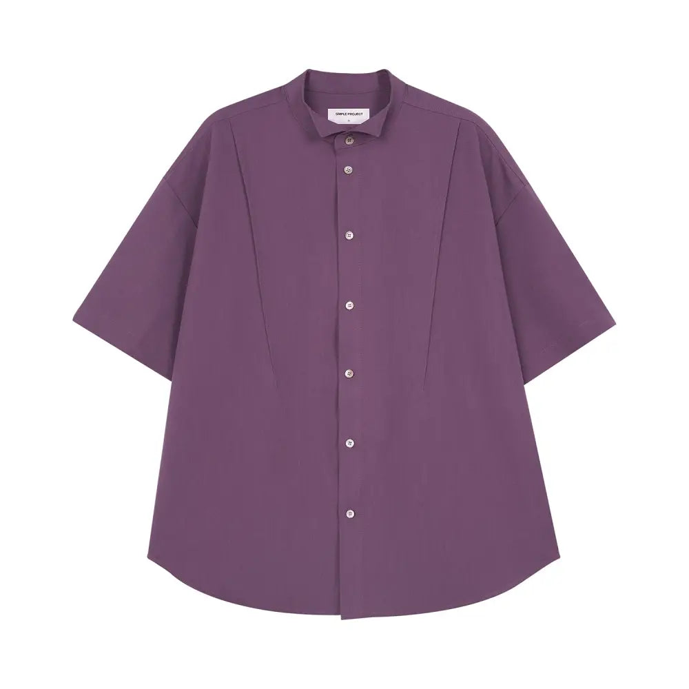 Oversized Short Sleeve Pleated Shirt