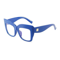 Oversized Square Frame Clear Glasses - Blue