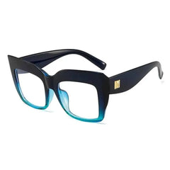 Oversized Square Frame Clear Glasses - Blue Green
