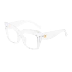 Oversized Square Frame Clear Glasses - White
