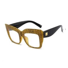 Oversized Square Frame Clear Glasses - Yellow