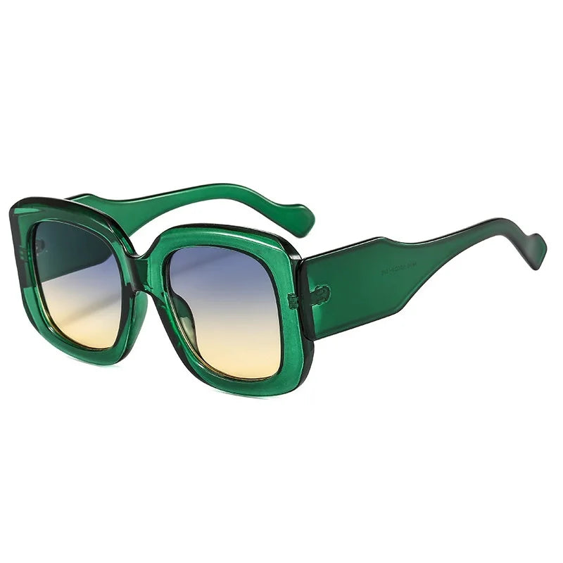 Oversized square frame sunglasses with gradient lens in vibrant colorful design
