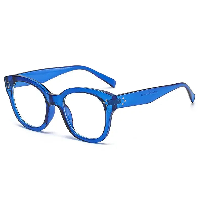 Oversized Square Leopard Glasses - Blue
