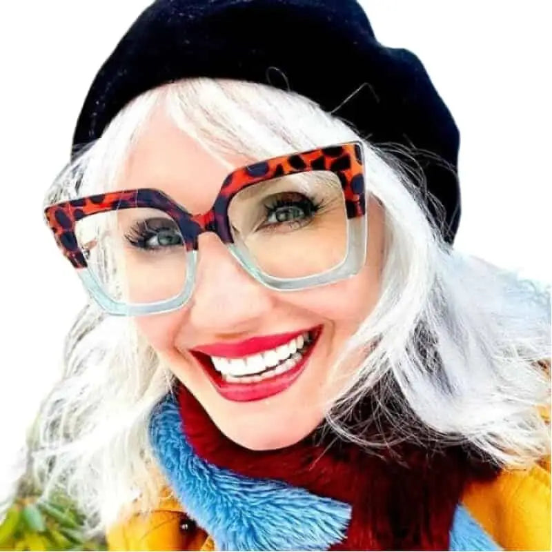 Oversized Square Leopard Pearl Glasses for Women