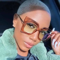 Oversized Square Leopard Pearl Glasses for Women