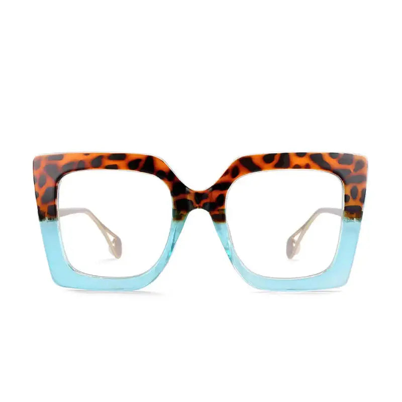 Oversized Square Leopard Pearl Glasses for Women