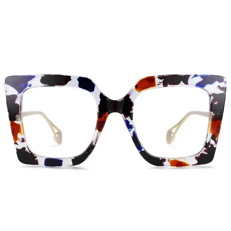 Oversized Square Leopard Pearl Glasses for Women