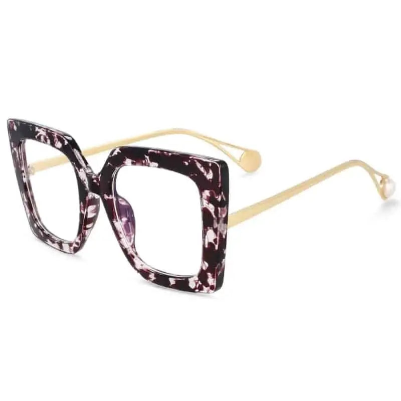Oversized Square Leopard Pearl Glasses for Women Floral