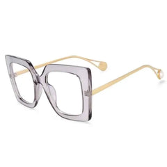 Oversized Square Leopard Pearl Glasses for Women Gray