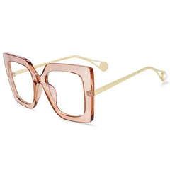 Oversized Square Leopard Pearl Glasses for Women Tea
