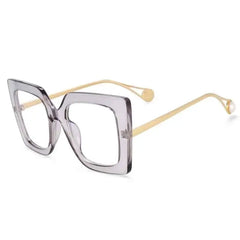 Oversized Square Leopard Pearl Glasses - Gray