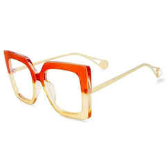 Oversized Square Leopard Pearl Glasses - Orange