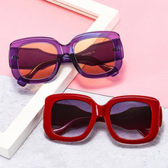 Oversized square resin sunglasses with gradient colorway and chunky bold frame detail