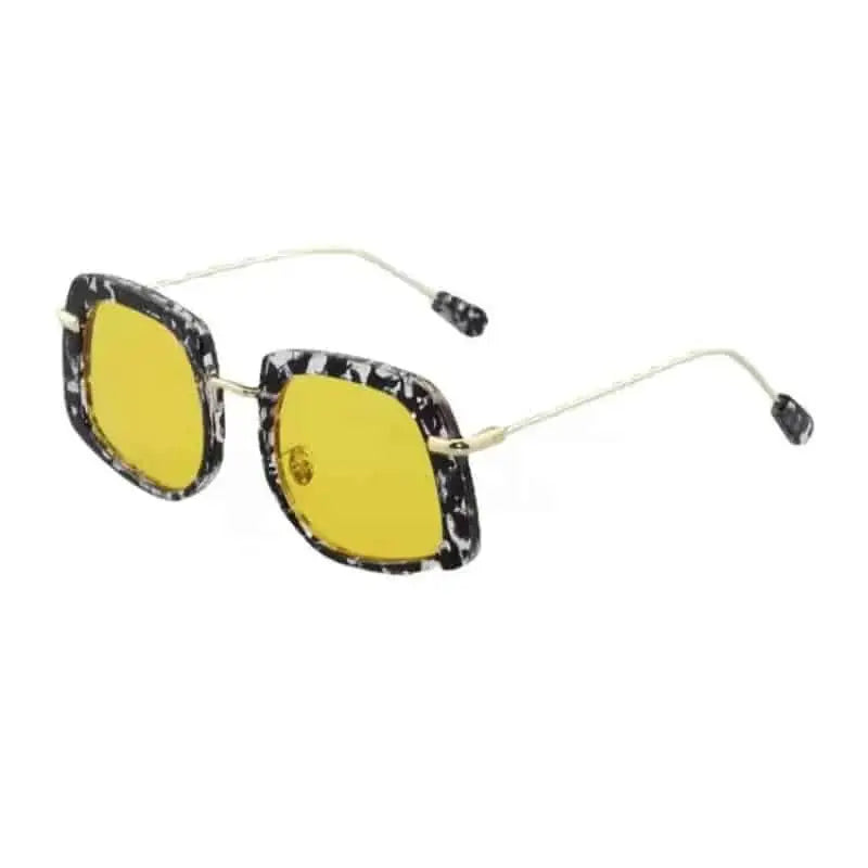 Oversized Square Sunglasses - Leopard Yellow