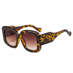 Oversized square sunglasses with chunky resin frame in gradient colorway detail shot