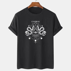 Oversized T-Shirt Cosmo Snake Geometric Occult Design Black