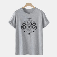 Oversized T-Shirt Cosmo Snake Geometric Occult Design Gray