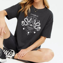 Oversized T-Shirt Cosmo Snake Geometric Occult Design