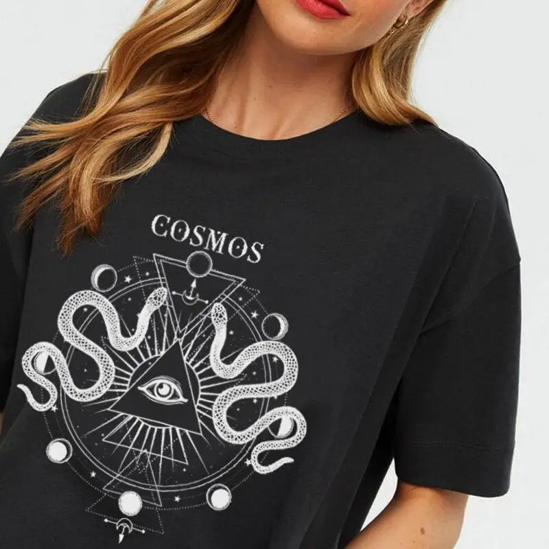Oversized T-Shirt Cosmo Snake Geometric Occult Design