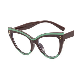 Oversized Vintage Frame Clear Cat Eye Glasses Green