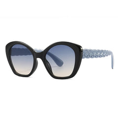 Oversized Vintage Retro Braided Temple Sunglasses Black