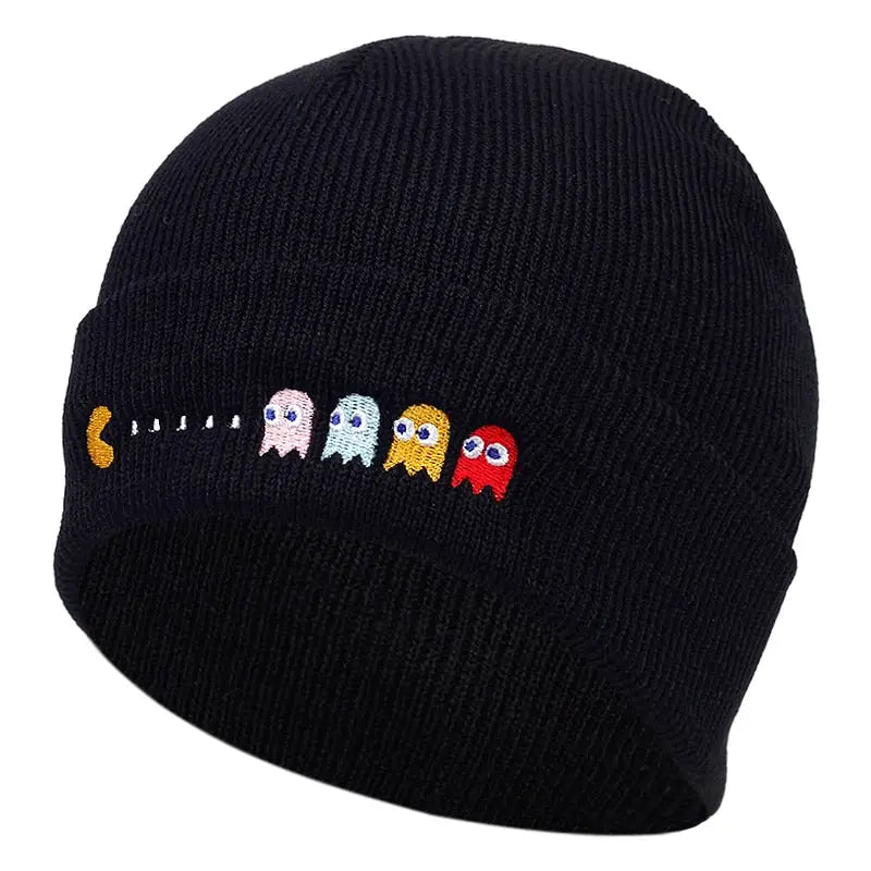 Pac-Man Knitted Embroidered Beanie Cotton Casual Style