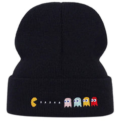 Pac-Man Knitted Embroidered Beanie Cotton Casual Style
