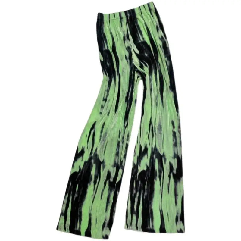 Paint Print Pleated Flare Pants