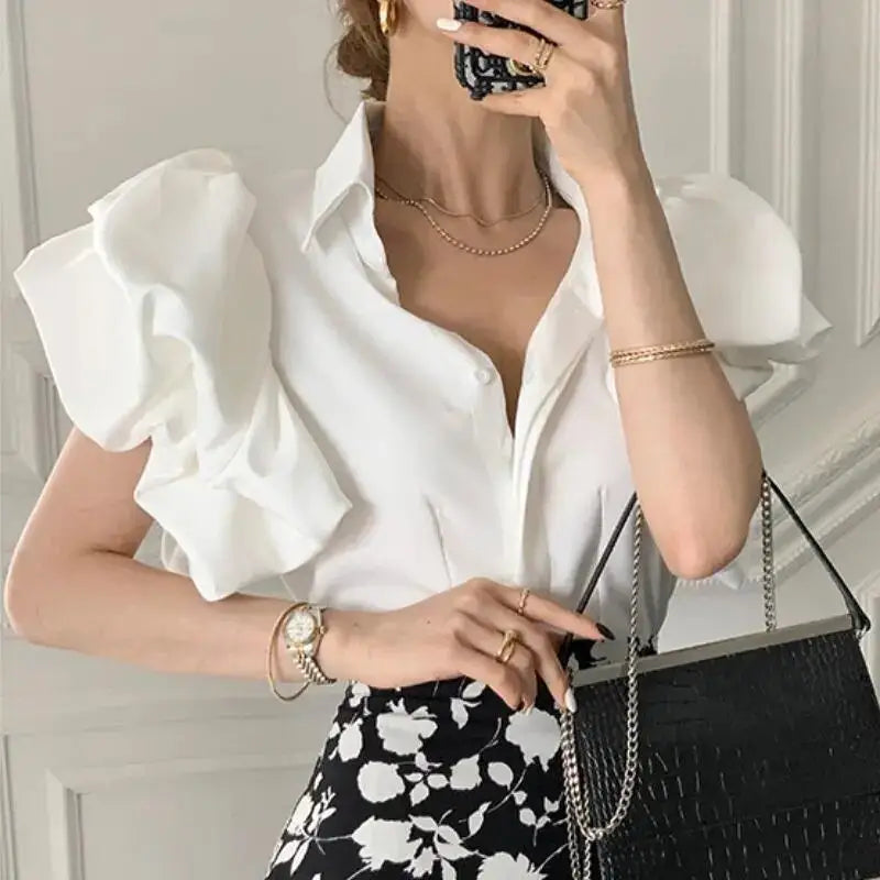 Palace Style Puff Sleeve Blouse - Shirt