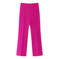 Thumbnail for Solid Color Straight Leg Side Zip Pants - XS