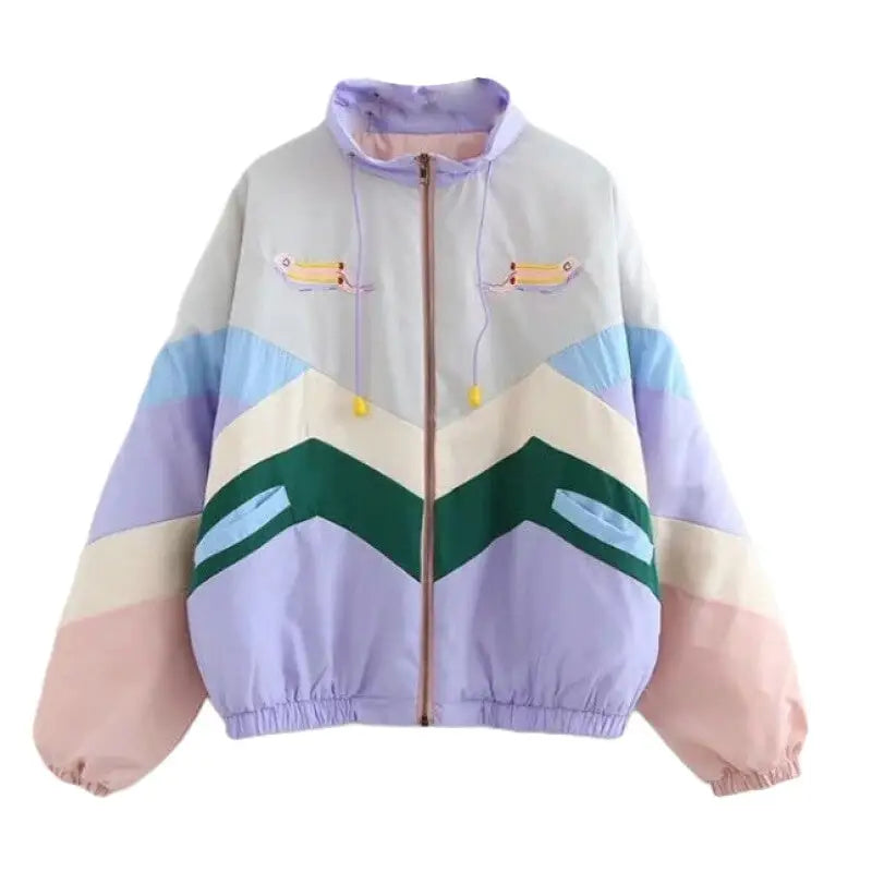 Pastel Chev Windbreaker Street Style Coat One Size