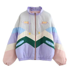 Pastel Chev Windbreaker Street Style Coat One Size