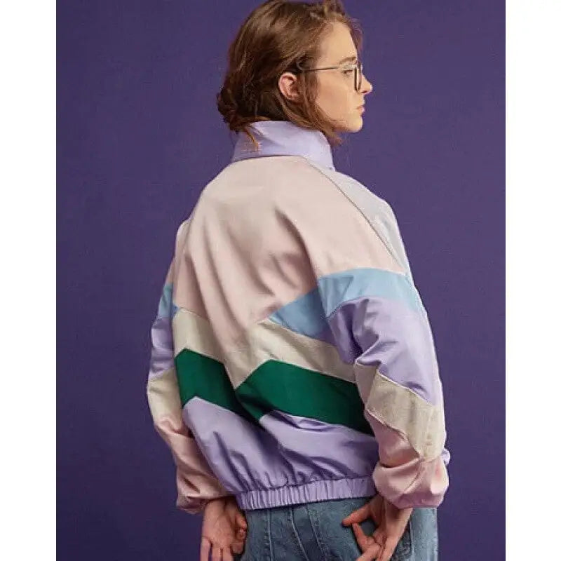 Pastel Chev Windbreaker Street Style Coat One Size