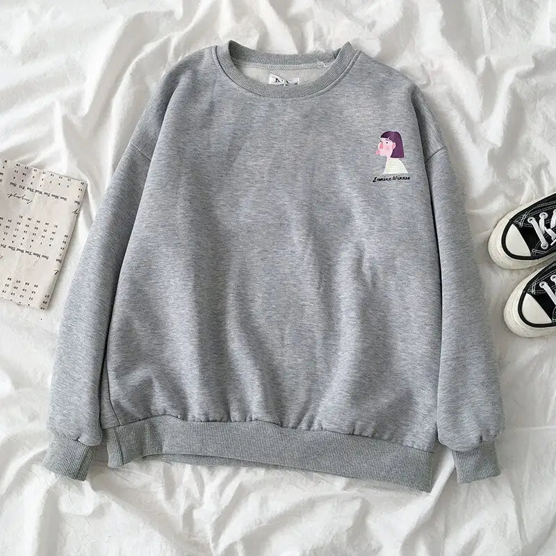 Pastel Color Cute Pattern Sweatshirt - gray / OneSize