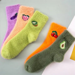 Pastel Color Fruit Fluffy Socks