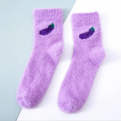 Pastel Color Fruit Fluffy Socks
