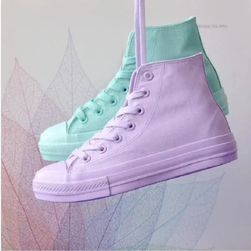 Canvas High Ankle Lace Up Sneakers
