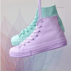 Canvas High Ankle Lace Up Sneakers - Blue Purple / 4