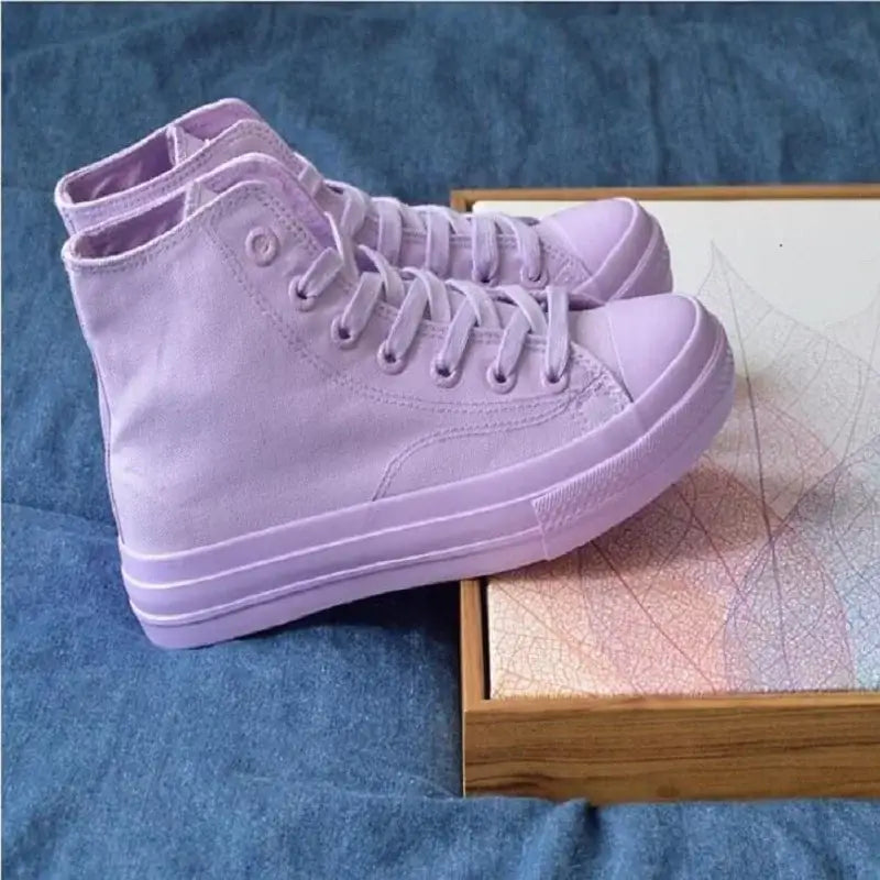 Pastel Color High Ankle Lace Up Sneakers Euro Size