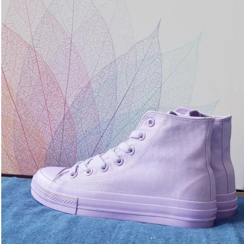 Pastel Color High Ankle Lace Up Sneakers Euro Size