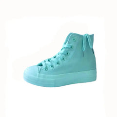 Pastel Color High Ankle Lace Up Sneakers Euro Size Blue / 4